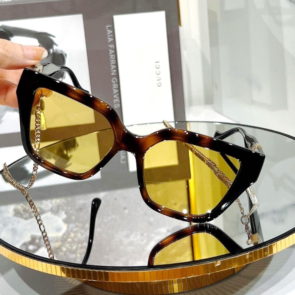 NWT Gucci GG1023S-004 Chain Havana Square 54mm Sunglasses - Picture 7 of 14